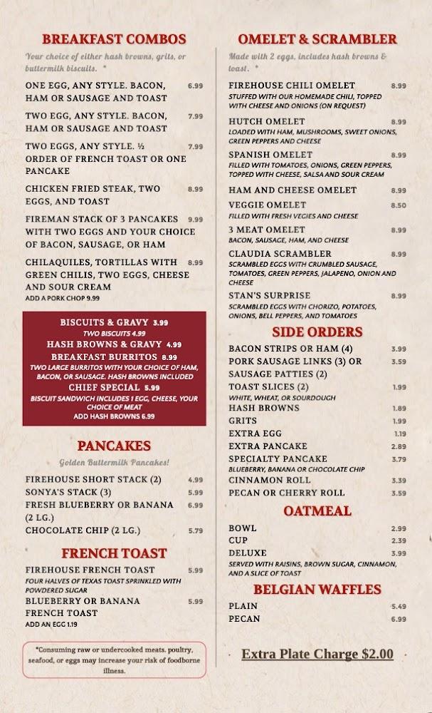 Firehouse Cafe Menu image 1